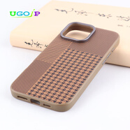 UGOJP【特價(jià)清倉(cāng)】適用蘋果iphone16promax手機(jī)殼15promax仿皮14promax全包13promax保護(hù)套15/14 棕色四格正紋 iphone16promax