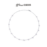京潤(rùn)珍珠（gNPearl）【胖東來優(yōu)選】清歌銀淡水珍珠項(xiàng)鏈一款多戴滿天星珍珠項(xiàng)鏈雙層鎖 【惜夢(mèng)】5.3-6.3mm 45+5cm 圓形