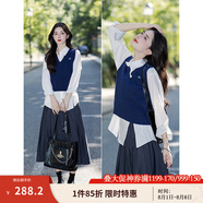 茵曼（INMAN）毛衣女蝴蝶結(jié)針織開衫2025春季節(jié)女裝新款荷葉袖氣質(zhì)外套 貴族灰-半身裙 18438095 常規(guī) XL