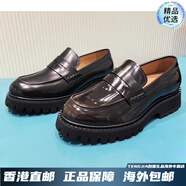 萊爾斯丹（le saunda）萊福家族2025春夏新款圓頭低幫真皮樂(lè)福男士皮鞋 黑色 38