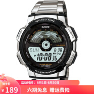 卡西歐（CASIO）男表小方塊手表 學(xué)生休閑運(yùn)動(dòng)鋼帶 多功能持久電力夜光防水電子表 AE-1100WD-1A
