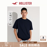 HOLLISTER【涼感】25夏新款純色簡(jiǎn)約風(fēng)情侶T恤男裝女裝KI324-4166 海軍藍(lán) M (180/100A)