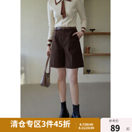 獨(dú)束大碼女裝芯絨百慕大短褲女秋冬新款胖mm百搭高腰直筒褲 咖啡色 M