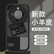 東斗士 適用榮耀X70手機殼5G動漫卡通小熊榮耀x70防摔小羊皮保護套硅膠全包鏡頭男女 榮耀X70【黑色-布紋笑臉】全包鏡頭