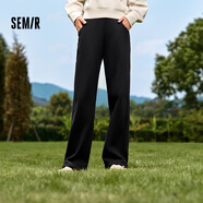森馬（Semir）休閑褲女發(fā)熱抗菌長(zhǎng)褲2024冬季氣質(zhì)搖粒絨純色闊腿褲109724127001