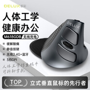 多彩（DeLUX） M618G DB人體工學(xué)垂直鼠標 立式鼠標 無(wú)線(xiàn)藍牙鼠標辦公鼠標 可拆卸掌托 可充電 黑灰