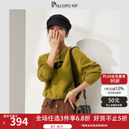 帕羅（PALUOPO）圓領(lǐng)套頭毛衣兔毛羊毛加厚字母提花長(cháng)袖秋冬厚款保暖時(shí)尚針織毛衫 黃色 S 95