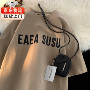 型于格純棉重磅短袖t恤男士2025夏季潮牌美式復(fù)古印花寬松大碼半袖男裝 DX00卡其色 XL 建議(135-150斤)