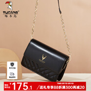 啄木鳥（TUCANO）包包女款2025年牛皮時尚單肩斜挎包女鏈條包實(shí)用生日禮物 菱格黑色【經(jīng)典百搭小香風(fēng)】