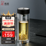 希諾（HEENOOR）雙層玻璃杯男女士高檔商務(wù)泡茶杯帶濾網(wǎng)便攜車載水杯加厚隔熱杯子 XN-6617專柜款 410ml 禮盒裝