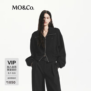 MO&Co.秋雙開(kāi)頭拉鏈高領(lǐng)落肩廓形短款?yuàn)A克MBD3JKTT07摩安珂 黑色 M 165