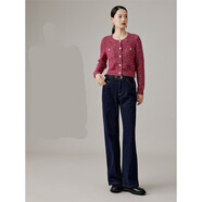 衣香麗影牛仔褲女寬松直筒褲子941046801 深藍(lán)色 M