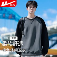 回力衛衣男春秋季拼接撞色圓領(lǐng)長(cháng)袖t恤男舒適復古打底套頭衫男 1066