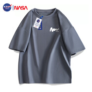 NASA GISS官方潮牌聯(lián)名t恤男夏季寬松休閑圓領(lǐng)百搭印花五分短袖 鐵灰 S 