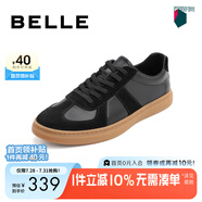 百麗男鞋舒適牛皮休閑鞋商場(chǎng)同款復(fù)古夏季透氣德訓(xùn)鞋52022CM0【預(yù)售】 黑色 42 (260mm)