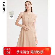LANDI秋季新款羊毛無袖收腰a字連衣裙女通勤內(nèi)搭短裙 粉紅色 M
