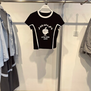 C2潮朝（C2CHAOCHAO）C2CNF21092025夏C2CNF2109J9x奇先生妙小姐聯(lián)名撞條T恤 黑色J9 S