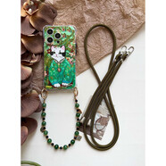 桐汝壁新款蘋果17promax手機殼中國風旗袍貓斜挎可調(diào)節(jié)適用蘋果16PROMAX華為mate60pro+手腕鏈條17air套 手機殼+短繩+長繩三件套 iPhone16ProMax