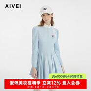 AIVEI欣賀艾薇2025春季運動半拉鏈泡泡長袖高爾夫連衣裙S713711A 藍(lán)色 L