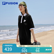 FILA FUSION斐樂潮牌女子連衣裙夏時尚寬松簡約POLO領(lǐng)連身裙 深黑-BK M （165/84A/M）