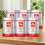 意利（illy）ILLY意大利原裝進(jìn)口意式黑咖啡 中烘咖啡粉250g*6罐