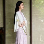 三彩【落櫻浮影】2025秋款新中式連衣裙提花A字裙長(cháng)裙C 丁香紫 M 160/84A