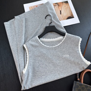 塔馳密司撞色花邊減齡直筒背心裙小個(gè)子無(wú)袖刺繡洋裝 淺灰色 M