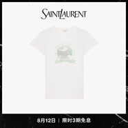 YSL圣羅蘭【禮物】女士SAINT LAURENT音樂節(jié)T恤自然色和綠色 自然色和綠色 M