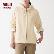 無印良品 MUJI 男女通用 緊密編織毛圈 拉鏈連帽衫 休閑外套 無性別 衛(wèi)衣 原色 S -M(165/88A)