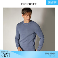 巴魯特（Brloote）橫條紋羊毛衫男羅紋圓領(lǐng)舒適保暖針織衫秋冬 深藍(lán) 180/100A