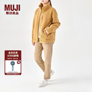 無印良品 MUJI 男女通用 羊羔絨拉鏈夾克 春秋柔軟搖粒絨外套  格雷系 暗黃色 XXS-XS（160cm）