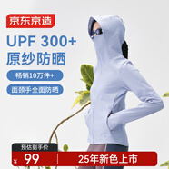 京東京造【UPF300+】防曬衣女士原紗冰絲涼感夏季防曬服女外套 淺灰藍XL