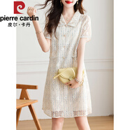 皮爾卡丹（pierre cardin）娃娃領(lǐng)雪紡中長(zhǎng)款連衣裙女士夏季裙子2025新款氣質(zhì)小香風(fēng)洋氣長(zhǎng)裙 米白 XL 【120-135斤】