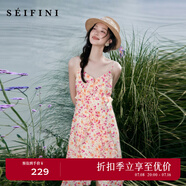 詩凡黎（'SEIFINI）【灼灼桃花】詩凡黎粉色碎花軟感荷葉邊吊帶裙娃娃領(lǐng)海邊度假裙女 粉色吊帶 L 165/88A