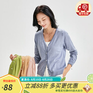 金菊2025春夏新款V領(lǐng)純色薄款女式針織衫長袖百搭休閑外套空調(diào)開衫 蘭色 M