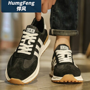 悍風(fēng)（HumgFeng）高端運(yùn)動(dòng)鞋男鞋夏季新款阿甘鞋男輕奢休閑鞋男士防臭軟底增高鞋 黑色-輕奢男鞋 42