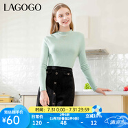 lagogo多巴胺多色修身軟糯針織衫女拉谷谷2024冬新款半高領(lǐng)打底衫 薄荷綠(L6) M 160/38