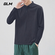 GLM長(zhǎng)袖t恤男春秋季翻領(lǐng)長(zhǎng)袖polo衫男簡(jiǎn)約運(yùn)動(dòng)上衣打底衫男裝深灰XL