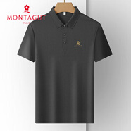 夢特嬌（MONTAGUT）冰絲短袖T恤男士無痕翻領(lǐng)體恤夏季薄款休閑商務(wù)免燙爸爸POLO衫男 深灰色 M