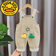 G.DUCKKIDS小黃鴨寶寶背帶褲3-12歲兒童牛仔長(zhǎng)褲男童4女童嬰幼兒春秋長(zhǎng)褲子 單褲笑臉米色 80 cm