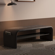 延璽換鞋凳鞋架入戶(hù)門(mén)口鞋柜長(cháng)條輕奢一體進(jìn)門(mén)可坐玄關(guān)高級感穿鞋坐凳 深黑色（拉點(diǎn)款） 100*35*42cm（貓抓皮+碳素鋼框架）