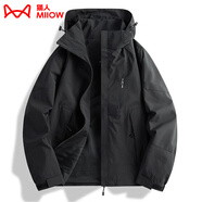 貓人（MiiOW）春秋新款男女裝chic防風(fēng)薄外套潮牌戶(hù)外短沖鋒夾克衣單層登山服 LSM1818D黑色-男(單外套) XL