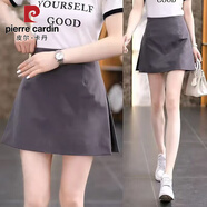皮爾卡丹（pierre cardin）西裝短裙女夏季時(shí)尚設計感半身裙淑女純色百搭半裙高腰顯瘦 灰色 2XL 125-140