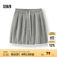 森馬（Semir）半身裙女蕾絲花邊百褶裙溫柔俏皮2025夏季新款松緊腰短裙甜美 中花灰00502 M
