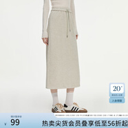 范思藍恩半拉領(lǐng)廓形落肩加絨加厚重磅衛衣女冬季2024新款14491 燕麥灰半身裙 XS