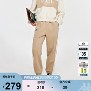 卡帕（Kappa）針織休閑褲女拉絨復古運動褲黑色長褲小腳衛(wèi)褲K0D82AK07