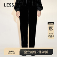 LESS春季絲絨褲子女復(fù)古拼接設(shè)計感小眾直筒休閑長褲2N2E11410 001/本黑 XS
