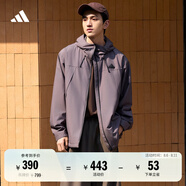 adidas情侶款防潑水休閑通勤連帽夾克外套男裝阿迪達斯官方輕運動 炭灰 M