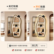 藝環(huán)宇中古風(fēng)玄關(guān)全身鏡裝飾畫畫貓咪推拉隱藏式可遮擋關(guān)閉隱形全身鏡壁 265166_橘止不凡 C50*150_水晶畫_畫面(帶LED燈+移