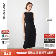 朗姿法式復(fù)古氣質(zhì)一字領(lǐng)高級(jí)感顯瘦小黑裙春季新款連衣裙女 夜幕黑色 M